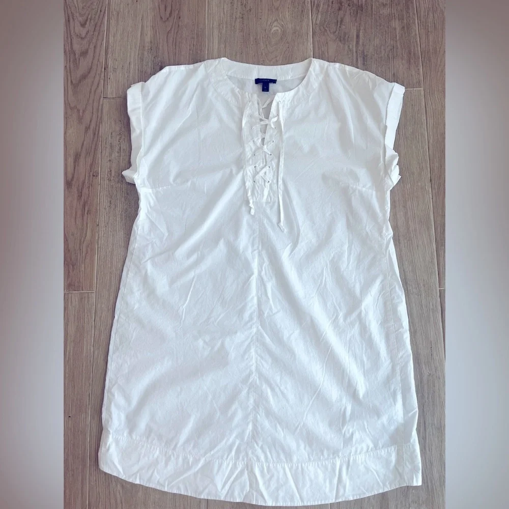 J. Crew White Lace Up Cotton Shift Dress